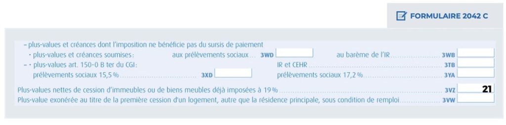 Exemple Formulaire 2042 C - Optimisations fiscales SCPI