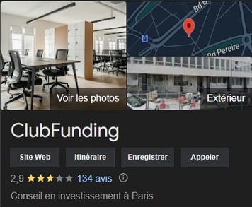 Les avis des investisseurs de Clubfunding sur Google en Août 2024