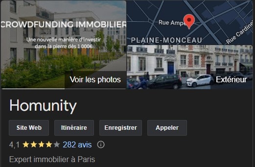 Les avis des investisseurs de Homunity sur Google en Août 2024