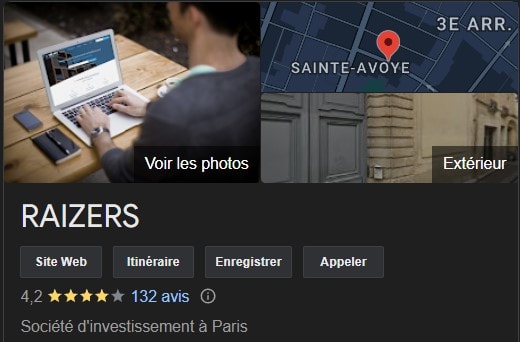 Les avis des investisseurs de Raizers sur Google en Août 2024