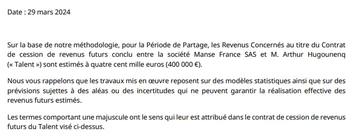 Estimation des revenus reversés, aucune précision