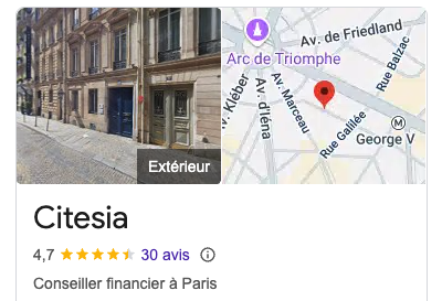 Les avis Citesia des investisseurs sur Google