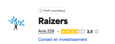 Les avis Raizers des investisseurs sur Trustpilot