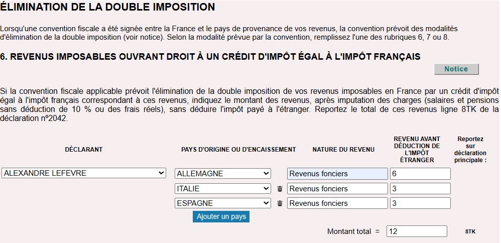 Annexe n°2047 - Crédit d'impôt