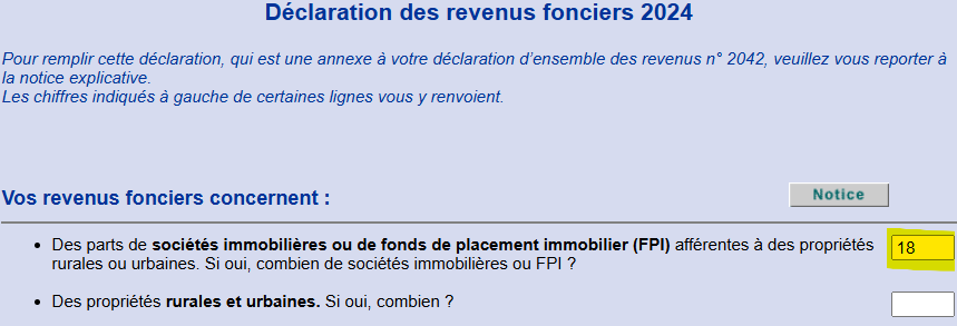 Déclaration des revenus fonciers des SCPI
